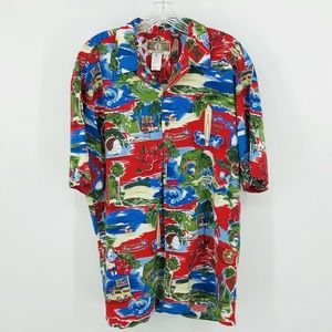 KALAHEO Santa Christmas Hawaiian Shirt Mens XL